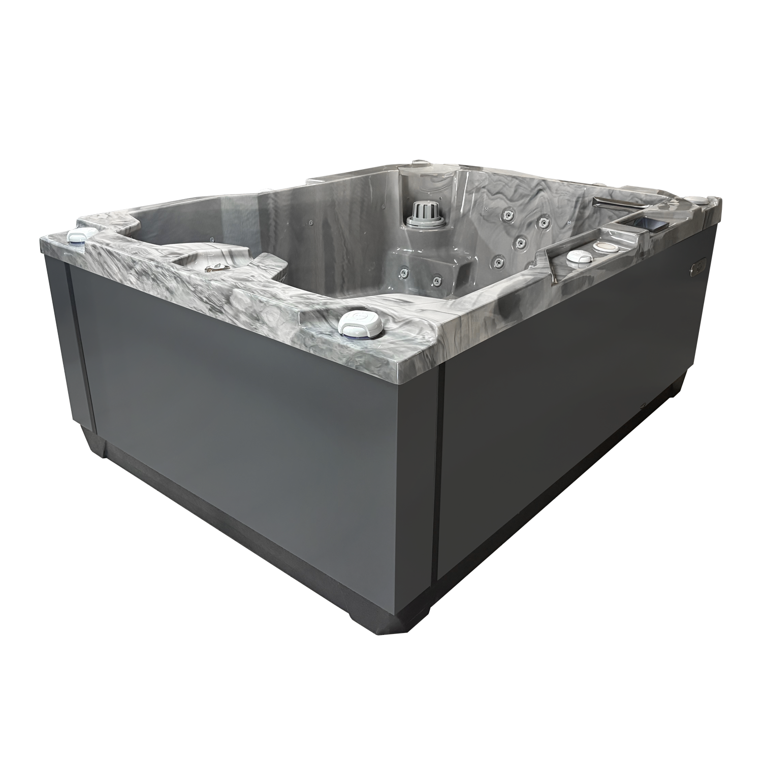 Masažni bazen JJSPA Alpha 921 sa stranicama u sivi boji iz aluminija i školjki u barvi odyssey.